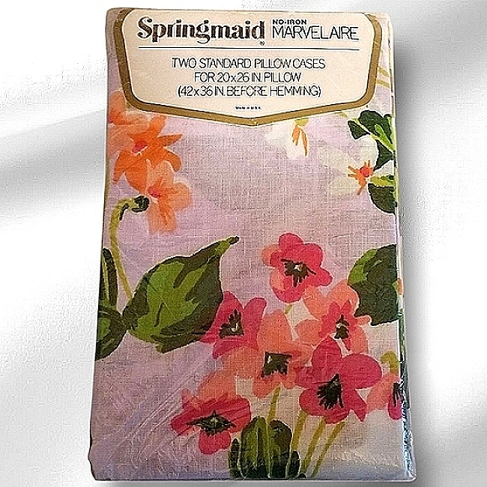 Springmaid VINTAGE No Iron Pillowcases New Package Dead Stock